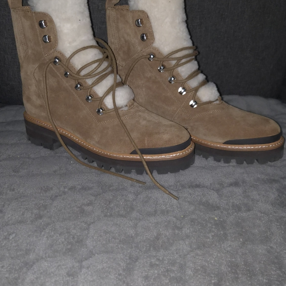Marc Fisher Tan Ankle Boots with Cream Accents